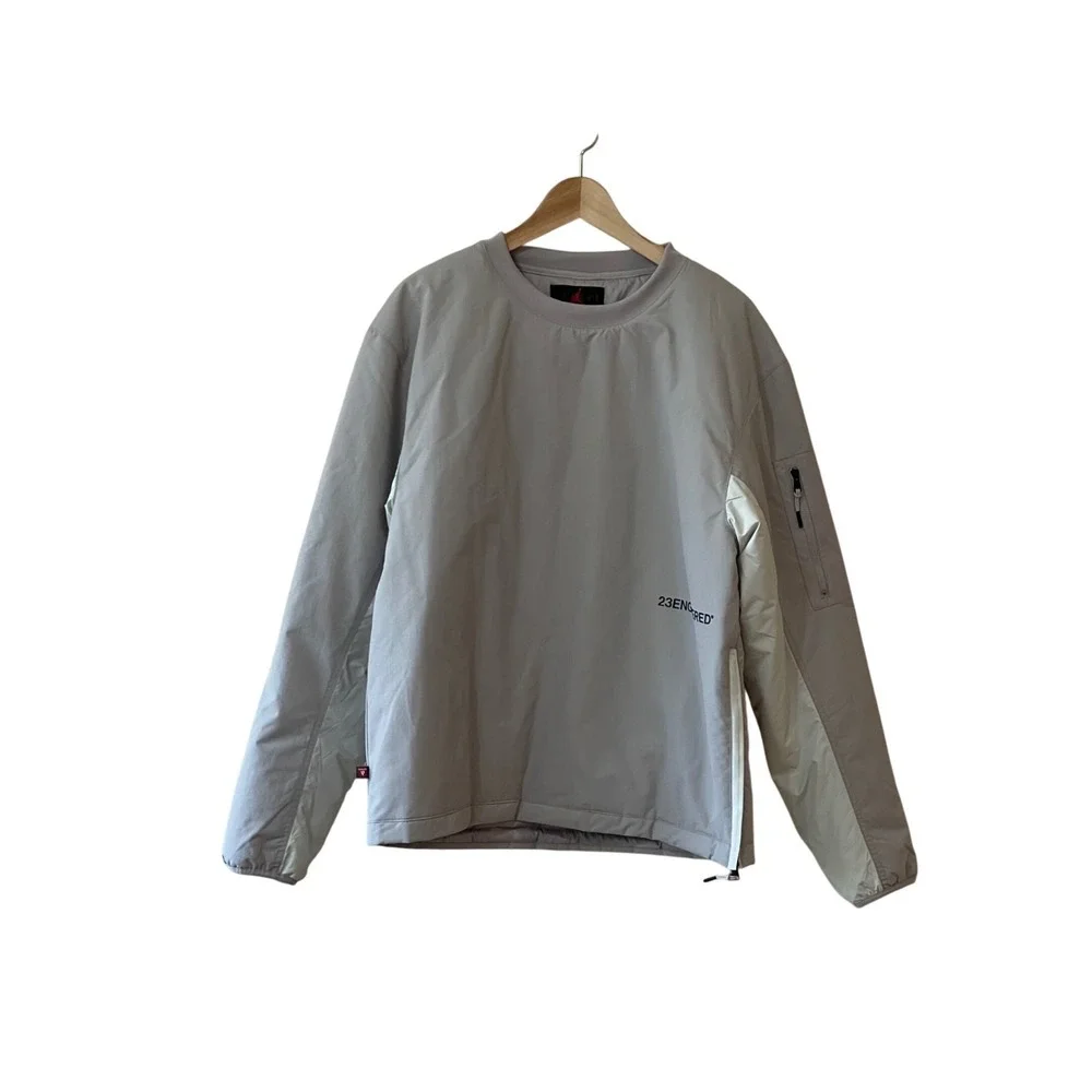 Jordan 23 Engineered Pullover Jacket‎ Gray Nylon Side Zip Pocket Mens